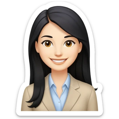 Business woman caucasian long black hair girl sticker
