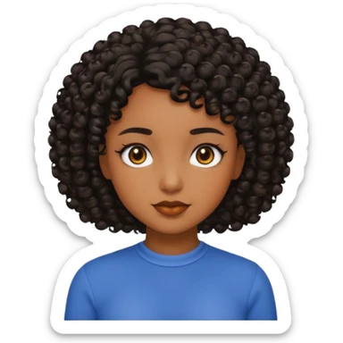 Brown skin Girl with curly black short hair sticker