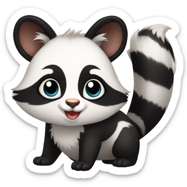 Cute skunk-panda-raccoon-ferret-cat-hybrid full body sticker