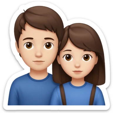 Little sister and brother (brunette) sticker