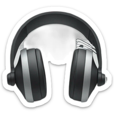 Headset with an analytics dashboard and music notes sticker