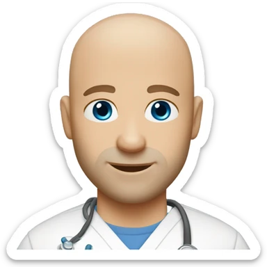 bald Physical therapy owner blue eyes and scruff sticker