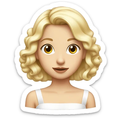 Blond girl wearing a white off shoulders top with bows on her hair  sticker