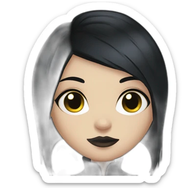 goth girl with black hair and eyeliner, grunge sticker