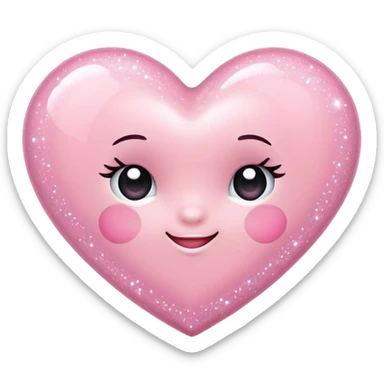 Sparkly baby pink Valentines Day heart  sticker