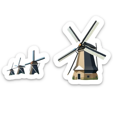 cinematic-realistic-kinderdijk-windmills-landmark-emoji,-showcasing-traditional-dutch-windmills-aligned-along-a-tranquil-canal,-with-lush-green-fields sticker