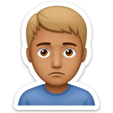 Make a sad face that has a body which is a man sticker