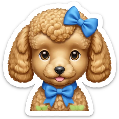 un barboncino maschio color miele piccolo con un fiocco celeste sticker