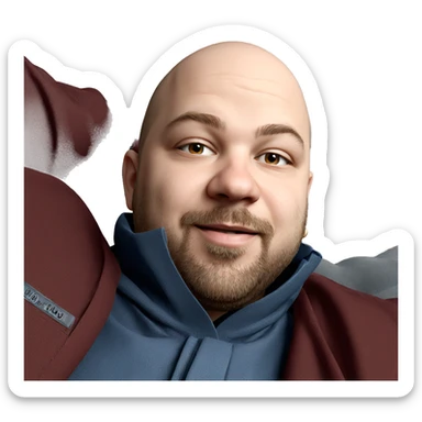 bald man with beard portrait sticker