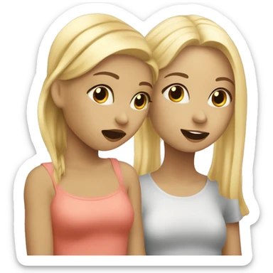 blonde girl and girl with fair hair gossiping and eating something during the hang out  sticker