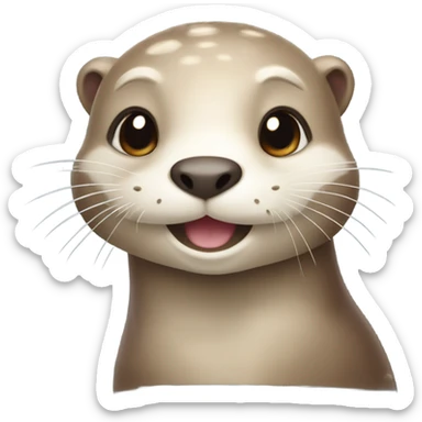 A cute and happy-looking otter face wearing seashell accessories. sticker
