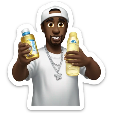 p diddy holding baby oil sticker