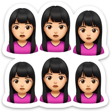 Mexican girl with bangs black long hair plus size emotions  sticker