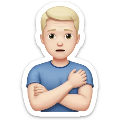 man with crossed arms choking  sticker