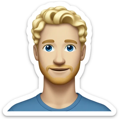 full body standing light curl blonde 30yo man blue eyed pale skin sticker