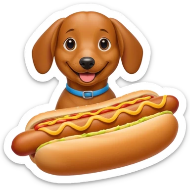 A Weiner dog in a hotdog bun sticker