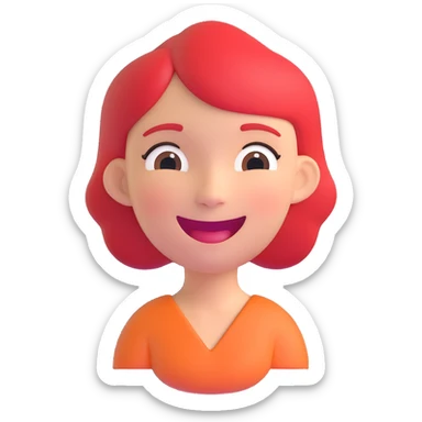 3D emoji of a woman with cheerful expression and plain background sticker