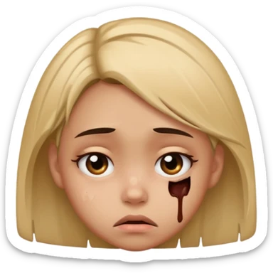 Girl with messed up face  sticker