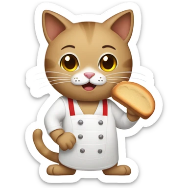cat baking bread sticker