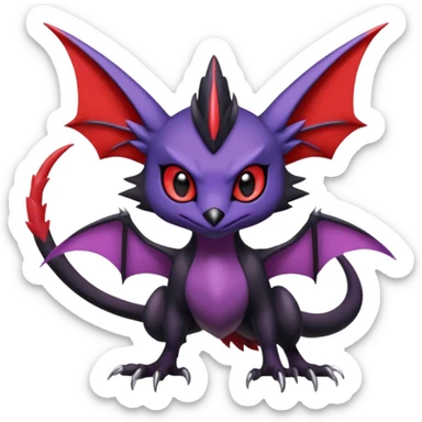 Dark edgy cute black red purple Noibat-Noivern-Nargacuga-Trico-Draco-Fakémon-Pokémon-hybrid-fusion sticker