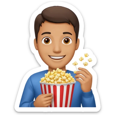 man with popcorn sticker