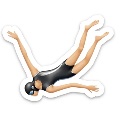 An icon showing a diver captured mid-air in a graceful pose above a pool, with a diving board behind and water below. Splash trails and motion lines emphasize precision and elegance. Transparent background highlights the beauty and focus of competitive diving. sticker
