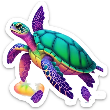 Lisa frank sea turtle  sticker