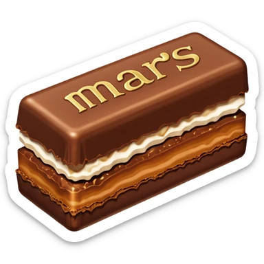 Illustrate a Mars bar unwrapped, showing caramel & nougat inside. sticker