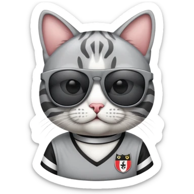 Güneş gözlüğü takan beşiktaş formalı gri beyaz kedidi sticker