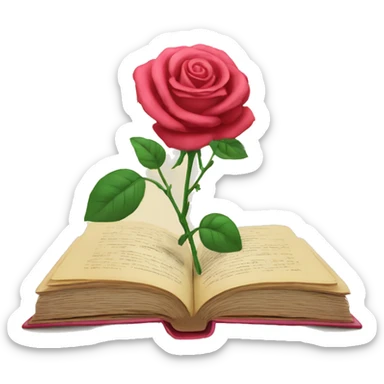 Libro con una rosa en el medio  sticker