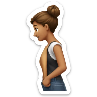 an woman try to hide the beer can behind her back sticker