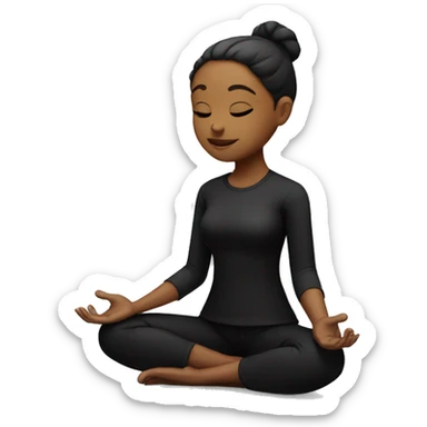Meditating girl in black clothes  sticker