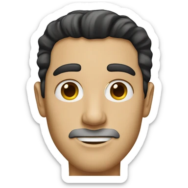 white man with dark hair, slight stubble, small golden earring on his left ear sticker