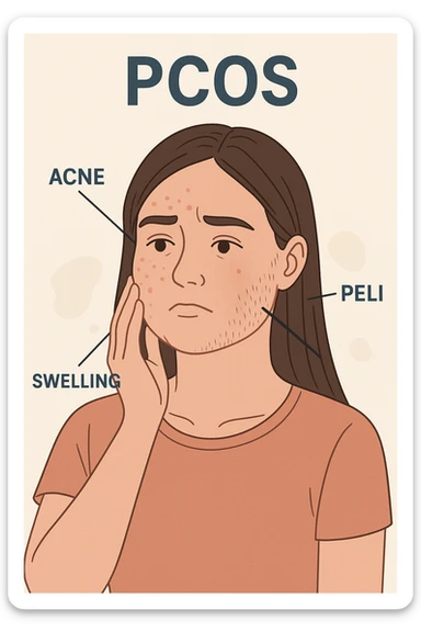 Acne gonfiore e peli per pcos donna sticker