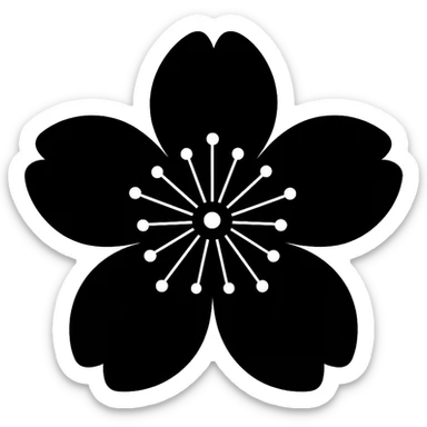 show  one black cherry blossom without a stem , remove background sticker