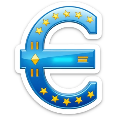 Euro sign digitalization with futuristic and shiny glossy circuit style sticker