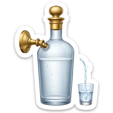 A bottle of vodka emoji in the style of Apple emoji with a window and a knocker. sticker