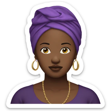 Dark Plus size woman with purple head wrap praying  sticker