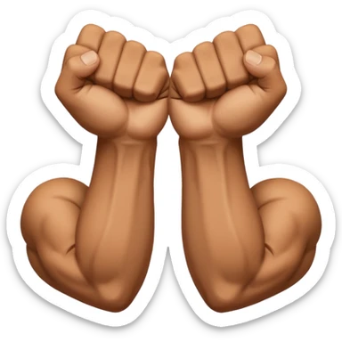 Left and Right fist from the top Perspektive with the Arms crossed over at the wrists  sticker