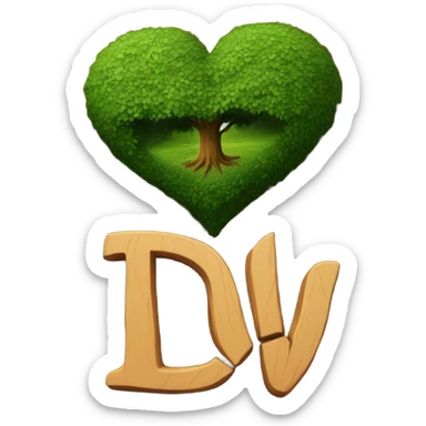 Big tree with heart carved into it. initials D & V on heart sticker