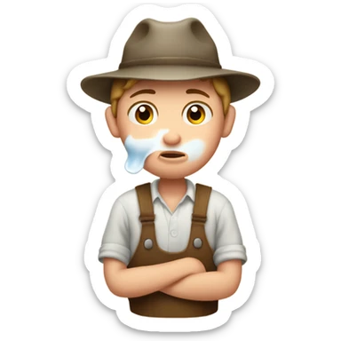 Farm boy milking a cow and is sad sticker