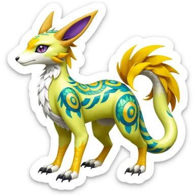 Meloetta-Vernid-Renamon-Lombax-Sergal-Pokémon-Digimon-Fakémon-fusion-hybrid-creature sticker