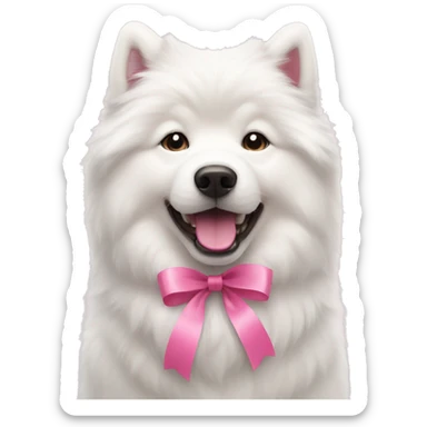 Samoyed with pink ribbon   sticker