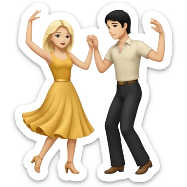couple dancing full body man black hair woman blonde sticker