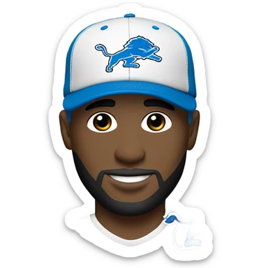 Detroit Lions hat, white male￼ with tattoos sticker