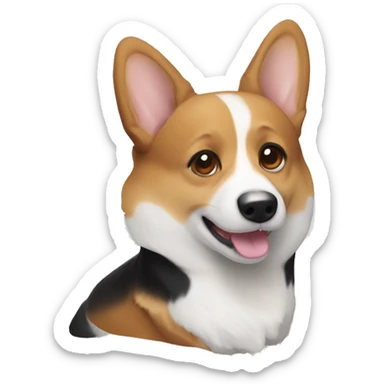 Black brown and white corgi sticker
