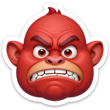 Combine the red ogre emoji, the hot emoji, and the eyes looking emoji into a new emoji sticker