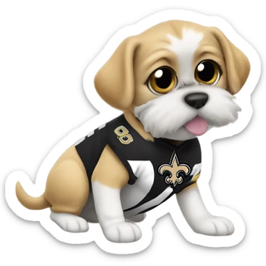 Dog wear New Orleans saints gear kicking a cat wearing Atlanta falcons gear  sticker