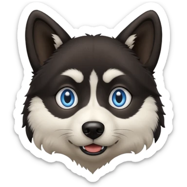 Dark black Husky with blue eyes with a confused look on his face sticker