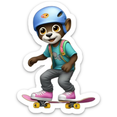 raton laveur sur skate sticker